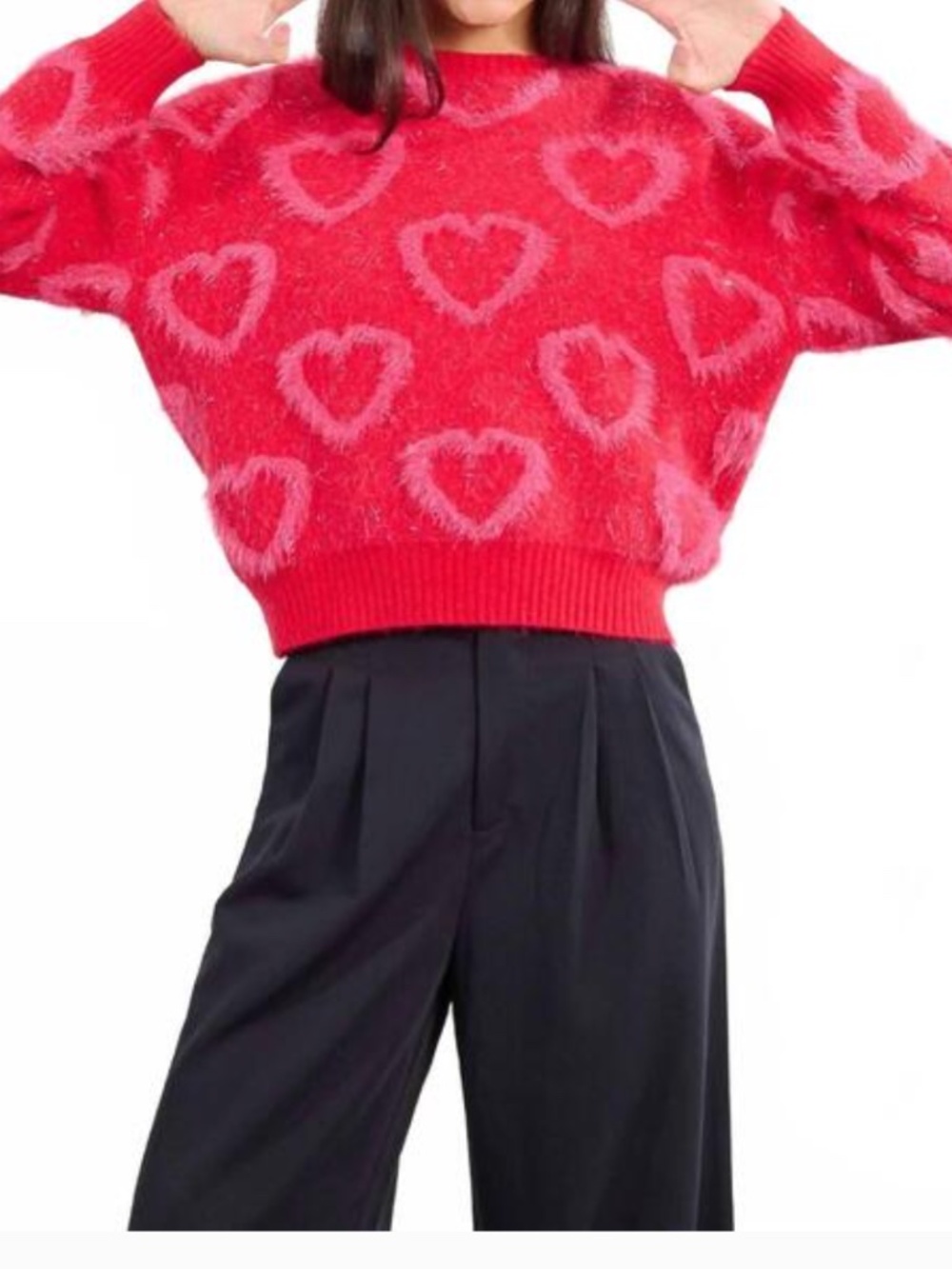 Molly Bracken Hearts Aglow Sweater in Red